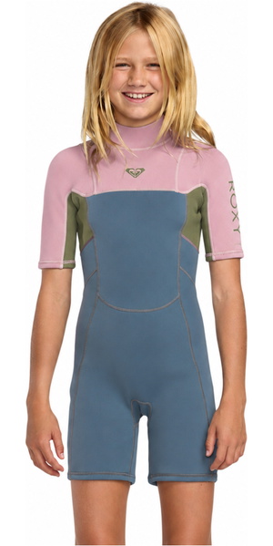 2026 Roxy Junior Prologue+ 2/2mm Back Zip Shorty Wetsuit 26RW253501 - Ash